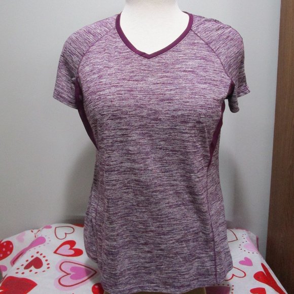 Danskin Now Vneck  Purple Semi Fitted Athletic Tee - Picture 1 of 5